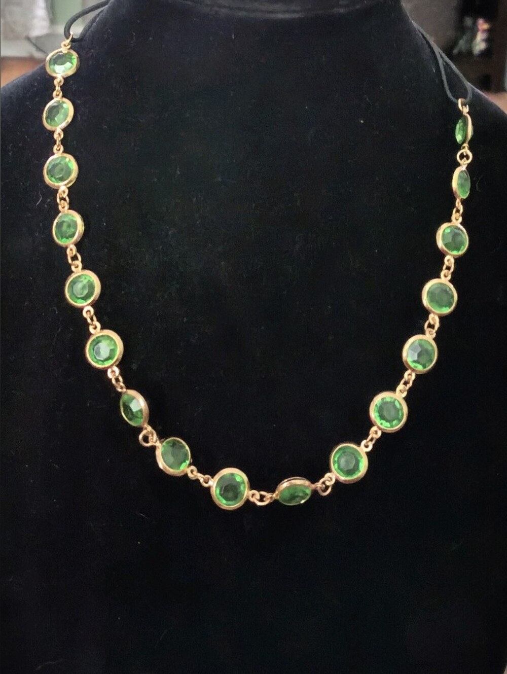 Gold-Plated Green Crystal Station Necklace - Elegant Women’s Jewelry